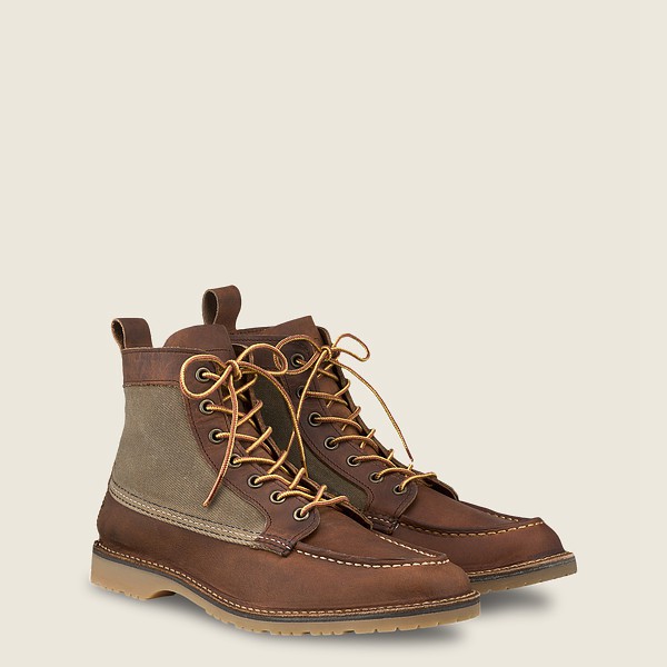 Red Wing Mens Weekender Canvas Moc - 6-inchr Rough & Tough Leather - Heritage Boots Brown - 0269GBRC